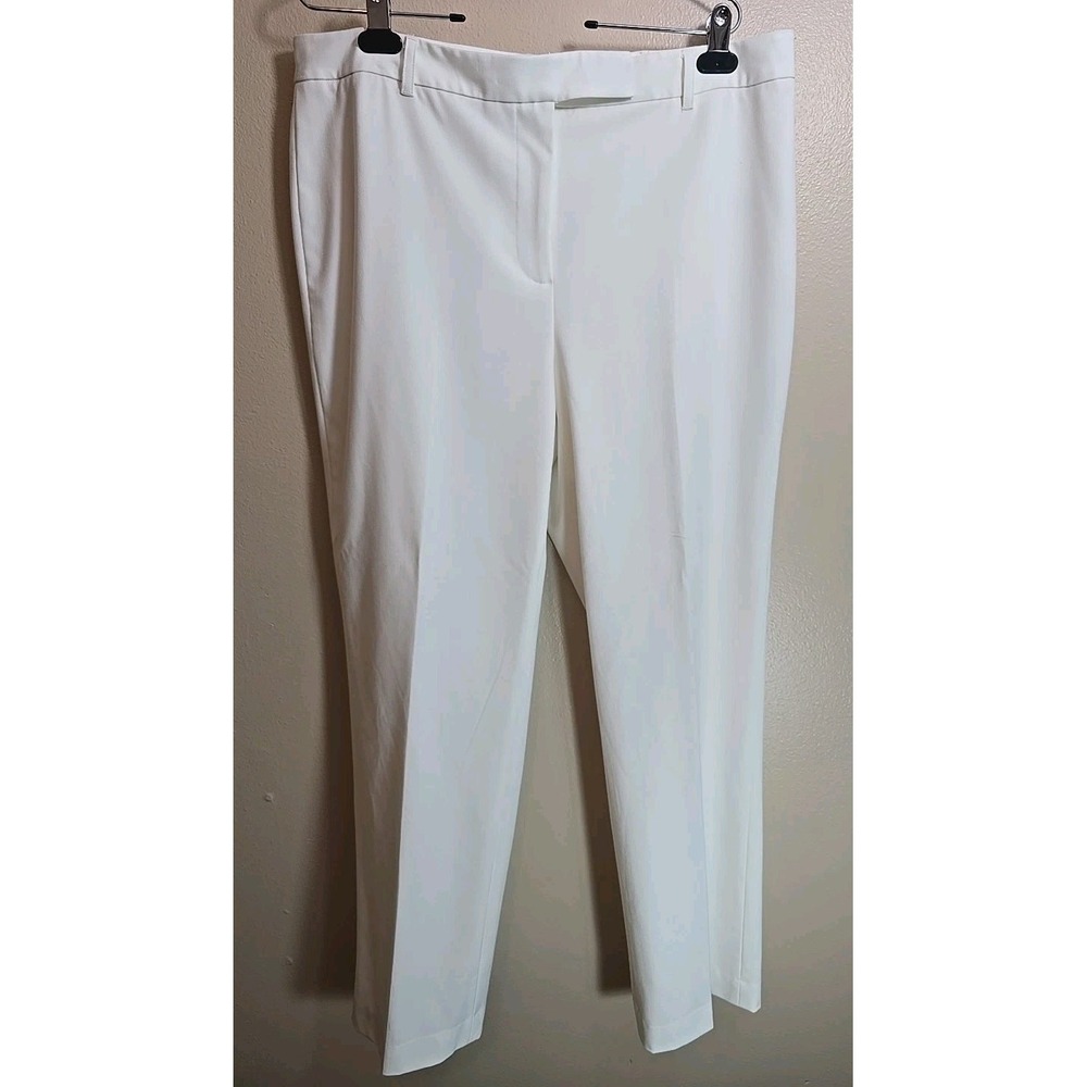 Chaus New York  Womens‎ Stretch Dress Pants Size 14 Flat Front Lined Ivory